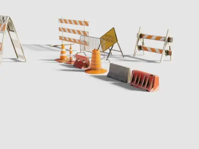  realistic traffic barriers with 8k pbr textures Low-poly 3D model