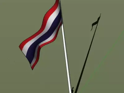 Thailand flag - pole height 15 meters 3D model