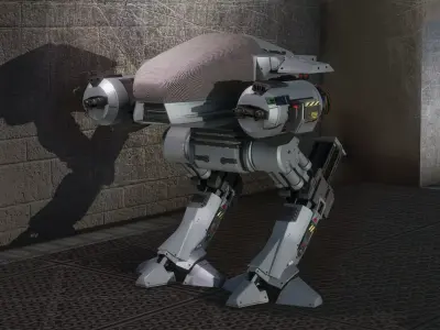 ED-209 robocop robot Low-poly 3D model