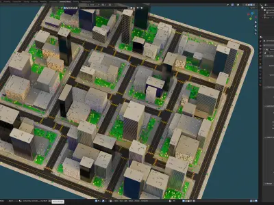 Procedural Cartoon City Builder 3D model
