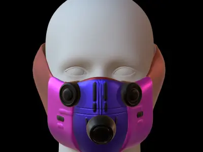 Gas mask helmet 3d model scifi Low-poly  Low-poly 3D model 140