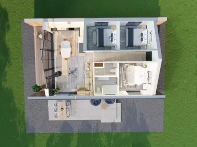 Modern Barn House 3D Exterior Rendering 3D model