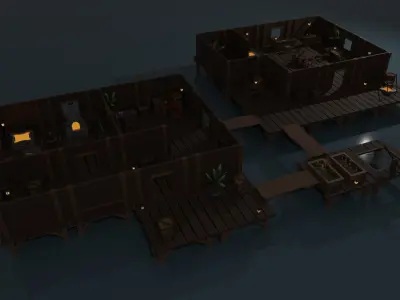 Sea Village Asset Pack Low-poly 3D model