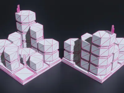 Low Poly Sci-Fi Building 10 - Slums 2 - Pixel City 3D Asset Pack Low-poly 3D model