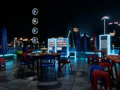 Rooftop hot pot Restaurant 3D model