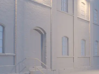 Facade old stone building 001 Kit Collection Low-poly 3D model