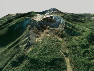 Mountain landscape Volcano Bandai Japan 3D model