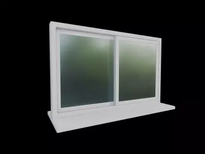 Stylized Double Sliding Window with Openable Panels Low-poly 3D model