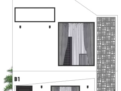 TERRACE HOUSE EXTERIOR AND INTERIOR DESIGN Low-poly 3D model