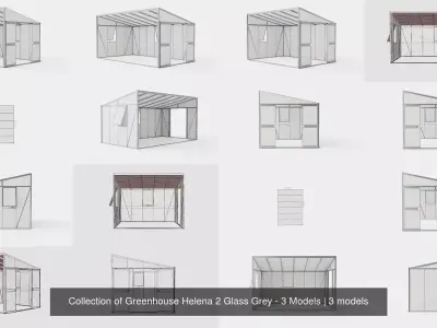 Collection of Greenhouse Helena 2 Glass Grey - 3 Models 3D Model Pack