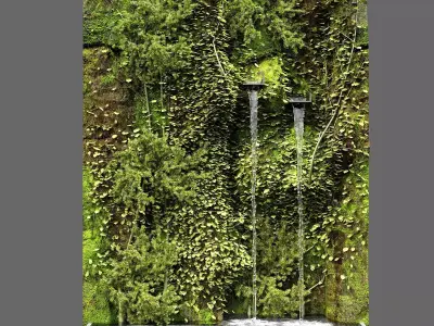Vertical Green Wall and Waterfall No26 A 3D model