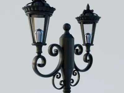 Street Lamp Low Poly PBR 3D Model Low-poly 3D model