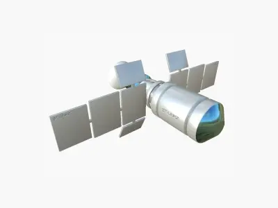 Satellite A03 White Blue - SciFi Space Design Low-poly 3D model