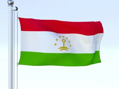 Animated Tajikistan Flag Low-poly 3D model