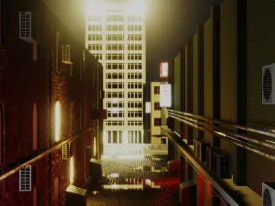 Urban Alley - Low Poly  Low-poly 3D model