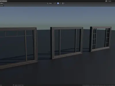 3 Picture Window PBR ready to use Low-poly 3D model