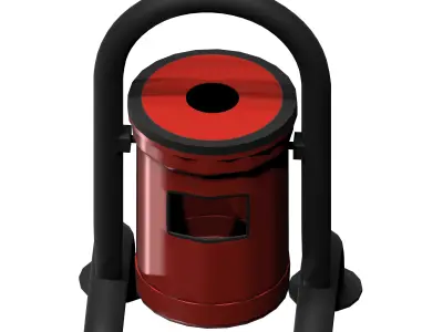 Red closed cage type trash can Low-poly 3D model