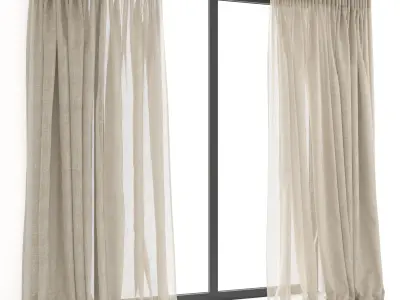 Curtains 50 Linen 3D model
