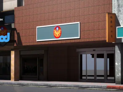 TW Street with Police Station 02 3D model