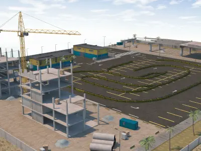 Drift Scene in Construction  Low-poly 3D model