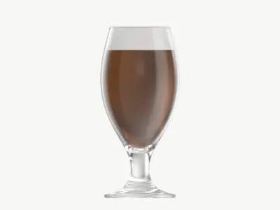Beer glass with foam 03 3D model