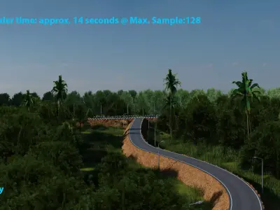 Forest Highway Road with Day-Night Simulation 3D model