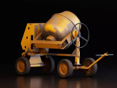 Concrete Mixer Machine Low-poly 3D model