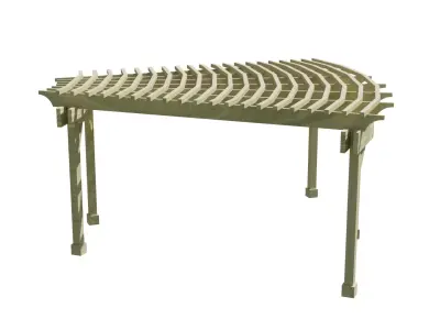 Curved Timber Pergola Pavilion Low-poly 3D model