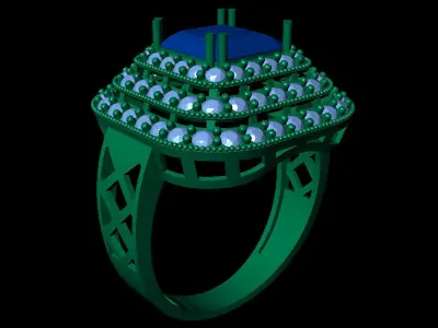 Women Ring 85 radiant cut diamond pyramid ring for women 3D print model