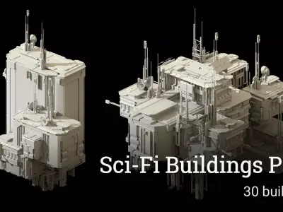 Sci-Fi Buildings Pack - 30 Buildings 3D model