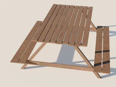 Picnic Bench  Low-poly 3D model