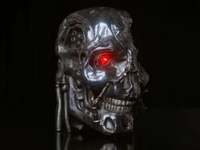 Robot Head Damaged Low-poly 3D model