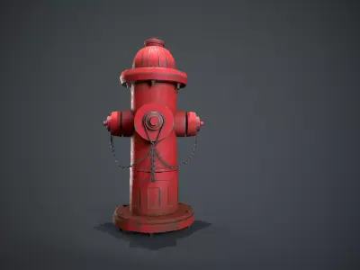 Game ready realistic and low poly fire hydrant  3D model