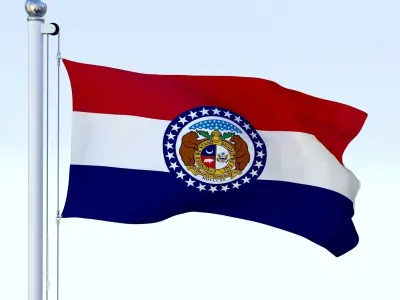 Animated Missouri Flag Low-poly 3D model