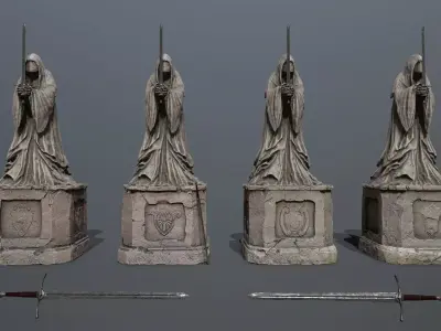 Ruin set Low-poly 3D model