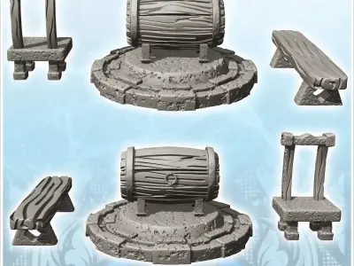 Interior accessory set with barrel 1 - Medieval Gothic Feudal Ol 3D print model