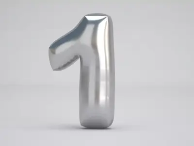 1 Number Balloon Silver 3D model