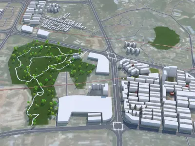 Jiangmen Guangdong Province China 50km Low-poly 3D model