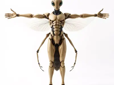 Insectoid Humanoid Robot Model Pack Low-poly 3D model