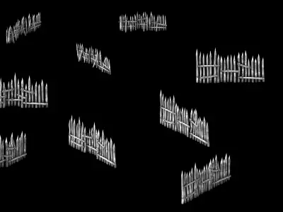 Game Pointed wood - fence 01 3D model