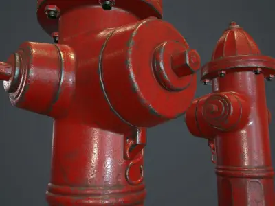 Fire Hydrant PBR Game Ready Low-poly 3D model