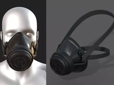 Gas mask protection futuristic technology armor develop  Low-poly 3D model