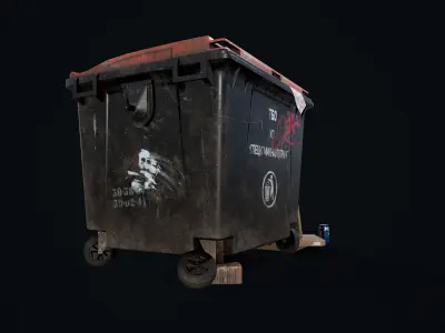 Urban Old Trash Can  Low-poly 3D model PBR Textures Low-poly 3D model