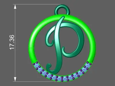 Initial Letter Pendant P 3D print model