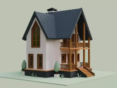 Low Poly House Low-poly 3D model