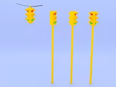 Traffic Signal Collection Low-poly 3D model