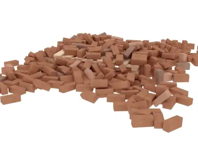 bricks pallet pile 3 3D model