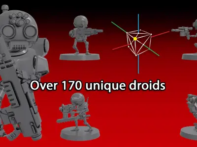 SERVOCORE COLLECTIONS -ASSISTANT DROID SQUAD-Whole AND in parts 3D print model