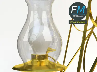 Chandelier gold with candles 3D model