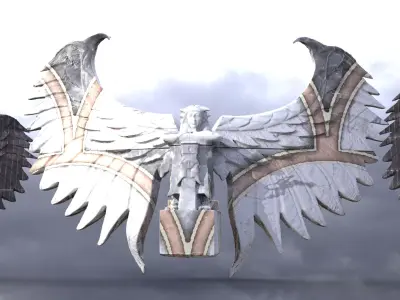 Light Egyptian Winged Deity Statue 3 designs 3D model
